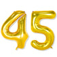 Flyloons 45 number Golden Foil Balloon 16 inch Size Birthday Decoration Items Pack of 2 | 45th Year Balloons | Forty Five