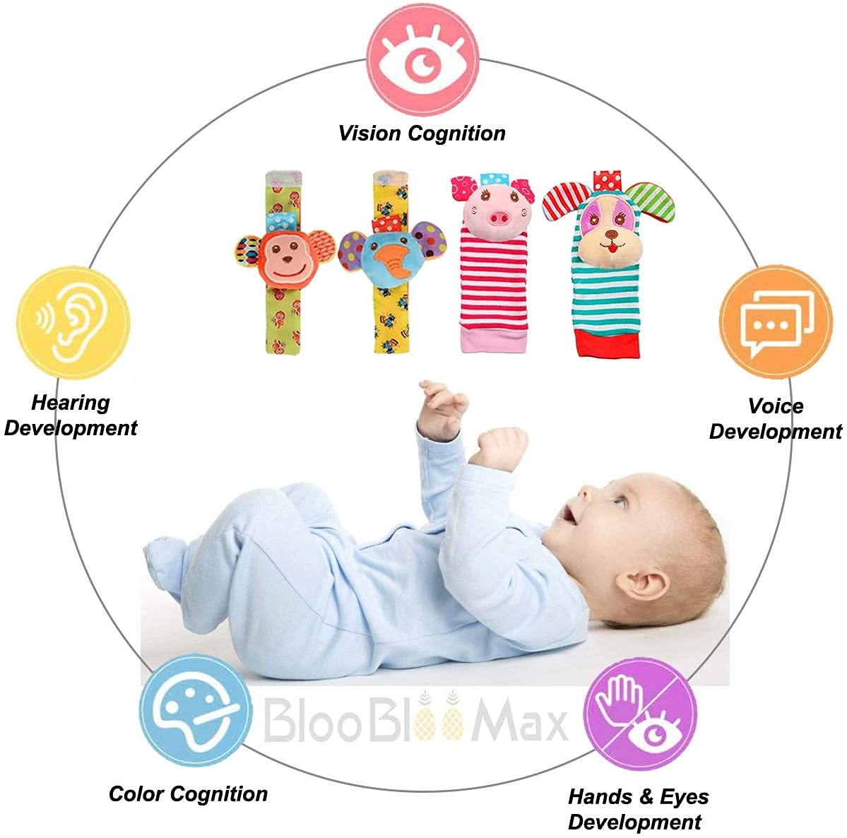 Wrist Rattles Foot Finder Rattle Sock Baby Toy, Rattle Toy, Arm Hand Bracelet Rattle, Feet Leg Ankle Socks, Activity Rattle Pres