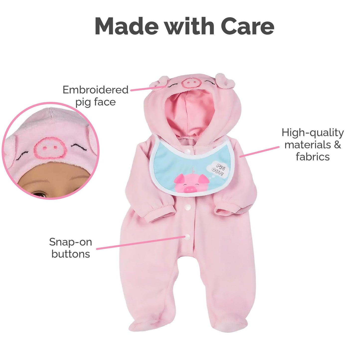 Adora Boy Baby Doll Clothes 16 Inch Accessories Includes Pig-Themed Shirt Striped Pants Matching Cap Fits Dolls 16 Inches for To