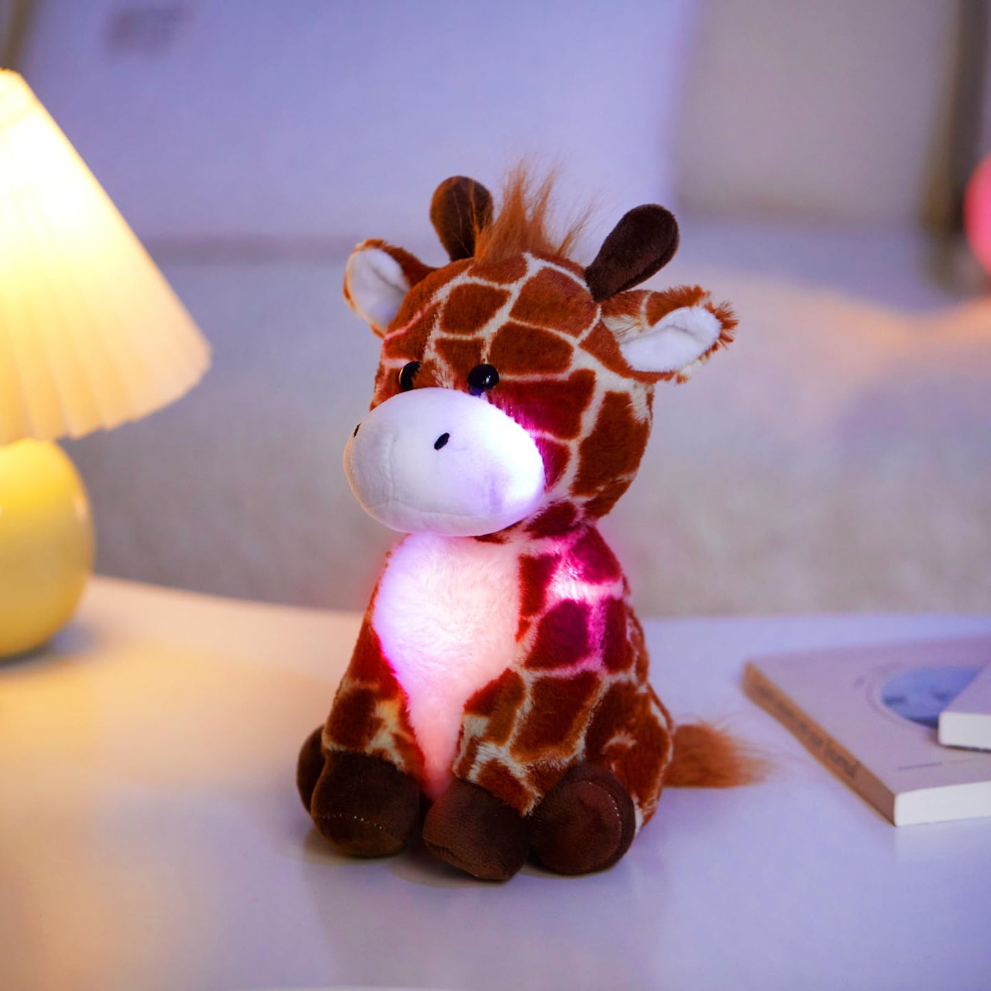 Glow Guards Giraffe Plush Toy with LED Night Light, 12'' Soft Glow in Dark Stuffed Animal, Ideal Birthday Gift for Toddlers and Kids