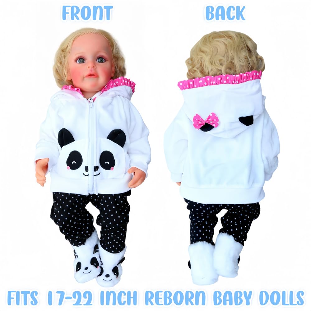 Reborn Baby Dolls Clothes 20 Inch Outfit Accessories For 17-22 Inch Newborn Baby Doll Girl?Panda 4Pcs Set ?