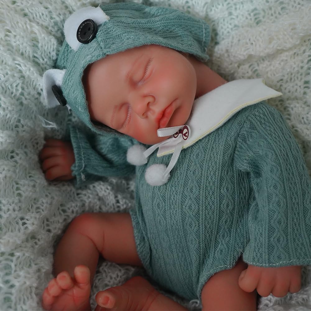 SOFTMARY Lifelike Reborn Baby Dolls - 12-inch Full Silicone Newborn, Real Life Baby Dolls with Realistic Veins & Sleeping Pose -
