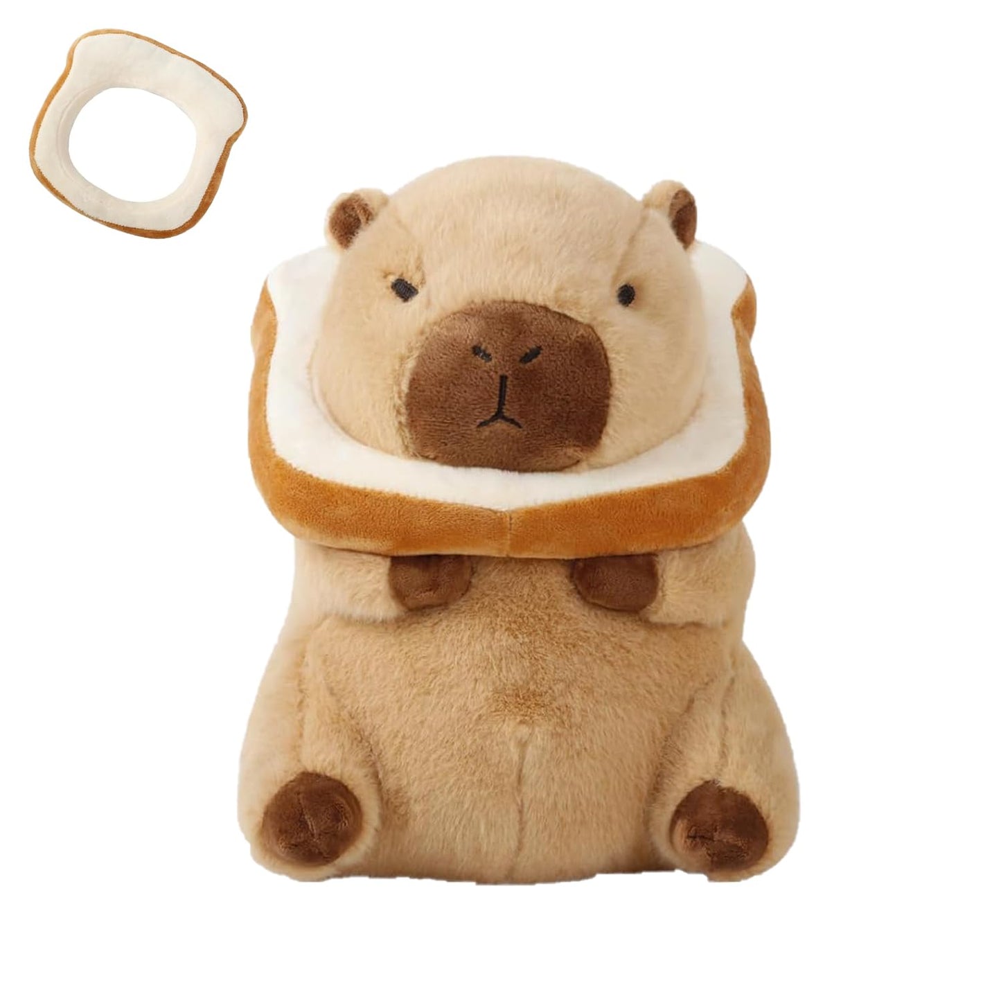 Waksun Capybara Plush With Wearable Toast Headgear, Capybara Stuffed Animal,Capybara Plush Toy, Capybara Birthday Decorations,Cu