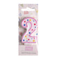 PME Pink Number 2 Candle - 2.5 inch Wax Birthday Candle in Pink