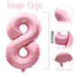 40 Inch Pink Number 8 Balloons, Large Balloon Number Foil Number Balloons, Light Pink 8th Foil Birthday Balloon for Girls Birthd