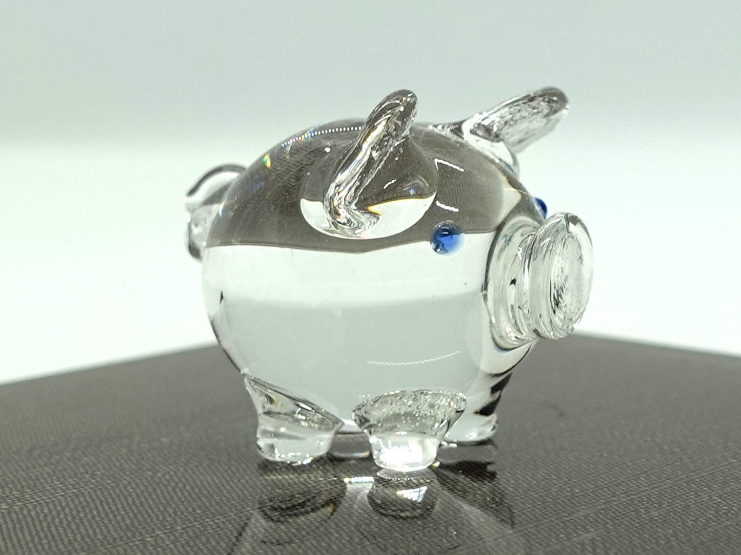 Sansukjai Pig Tiny Miniature Figurines Animals Hand Blown Glass Art Collectible Gift Decorate, V1 (Clear)