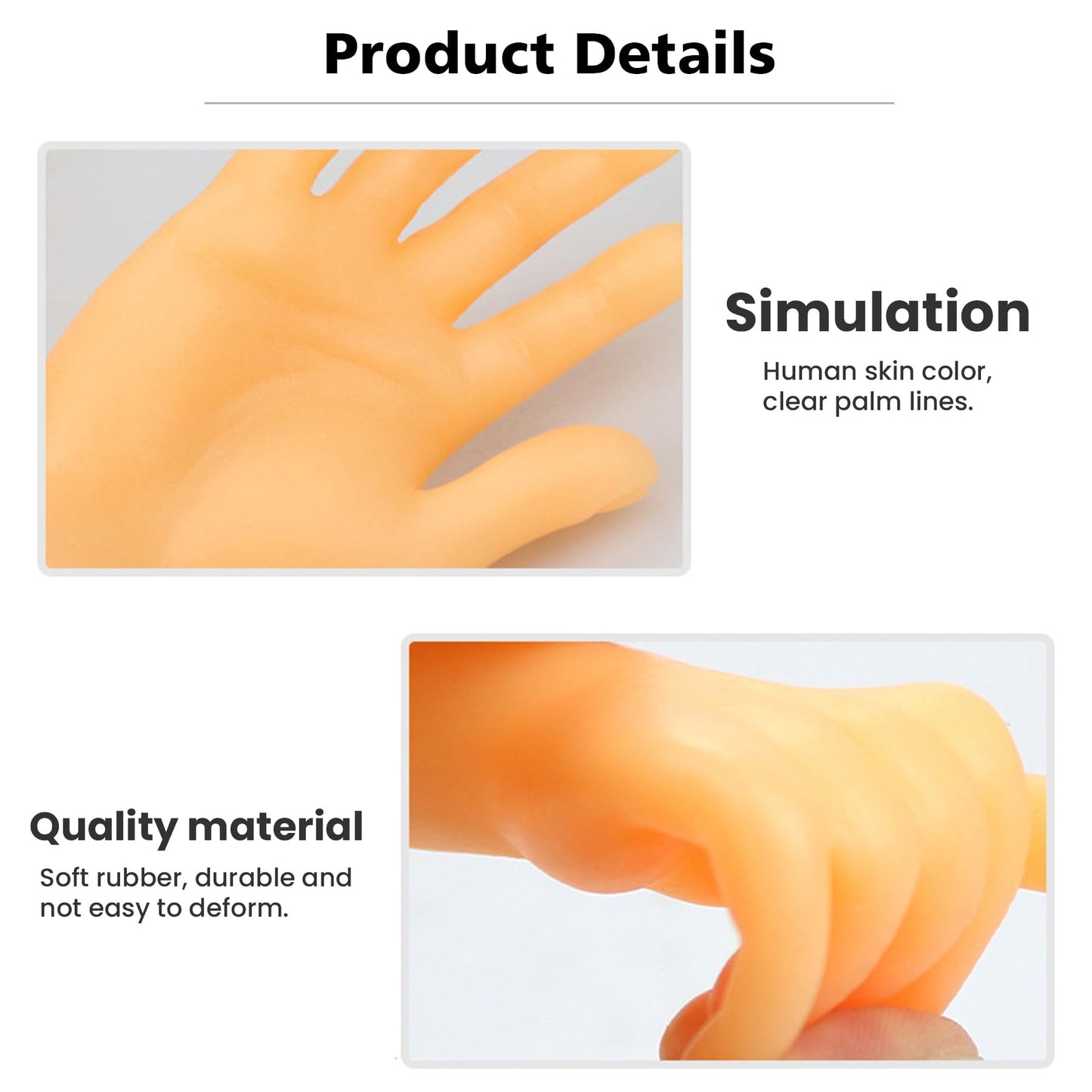 Zakvoor 16 Pcs Tiny Finger Hands Mini Realistic Little Small Hands Puppets For Show Gag Performance Party Favors, 8 Left & 8 Rig