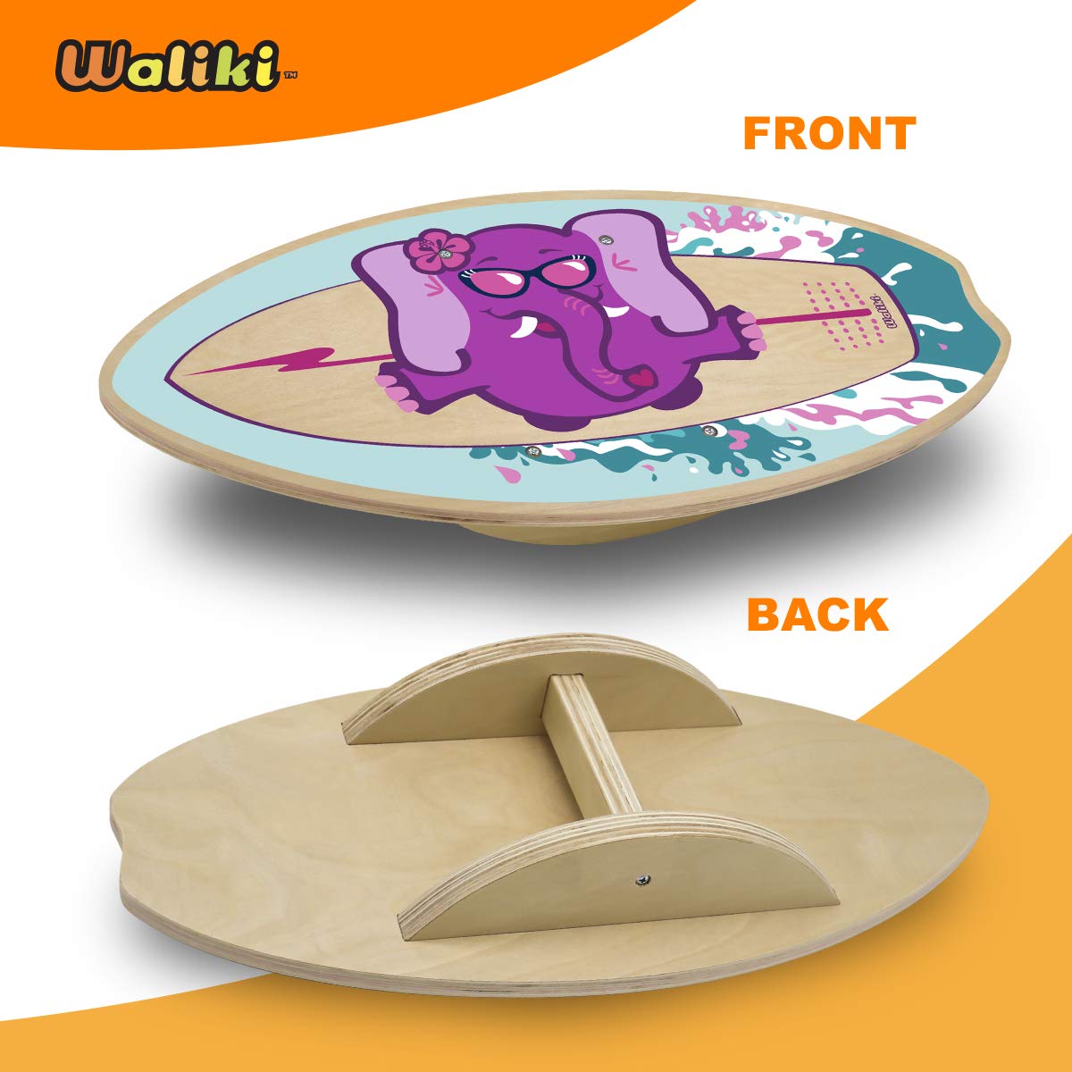 WALIKI Wood Balance Board for Kids Ages 3-8, Model WBB-02, Pink