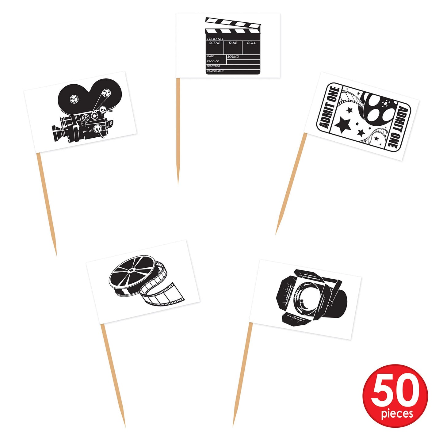 Beistle Movie Set Flag Picks 50 Count