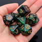 CREEBUY Polyhedral DND Glitter Dice Set - Black Mixed Green Nebula Acrylic for RPG Games