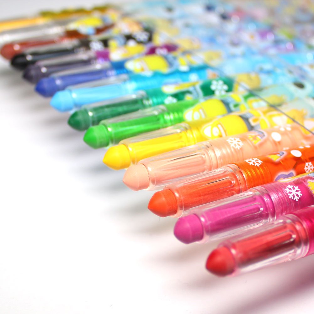 Pororo Plastic Twist Up Crayons Color Pencils 14 Pens