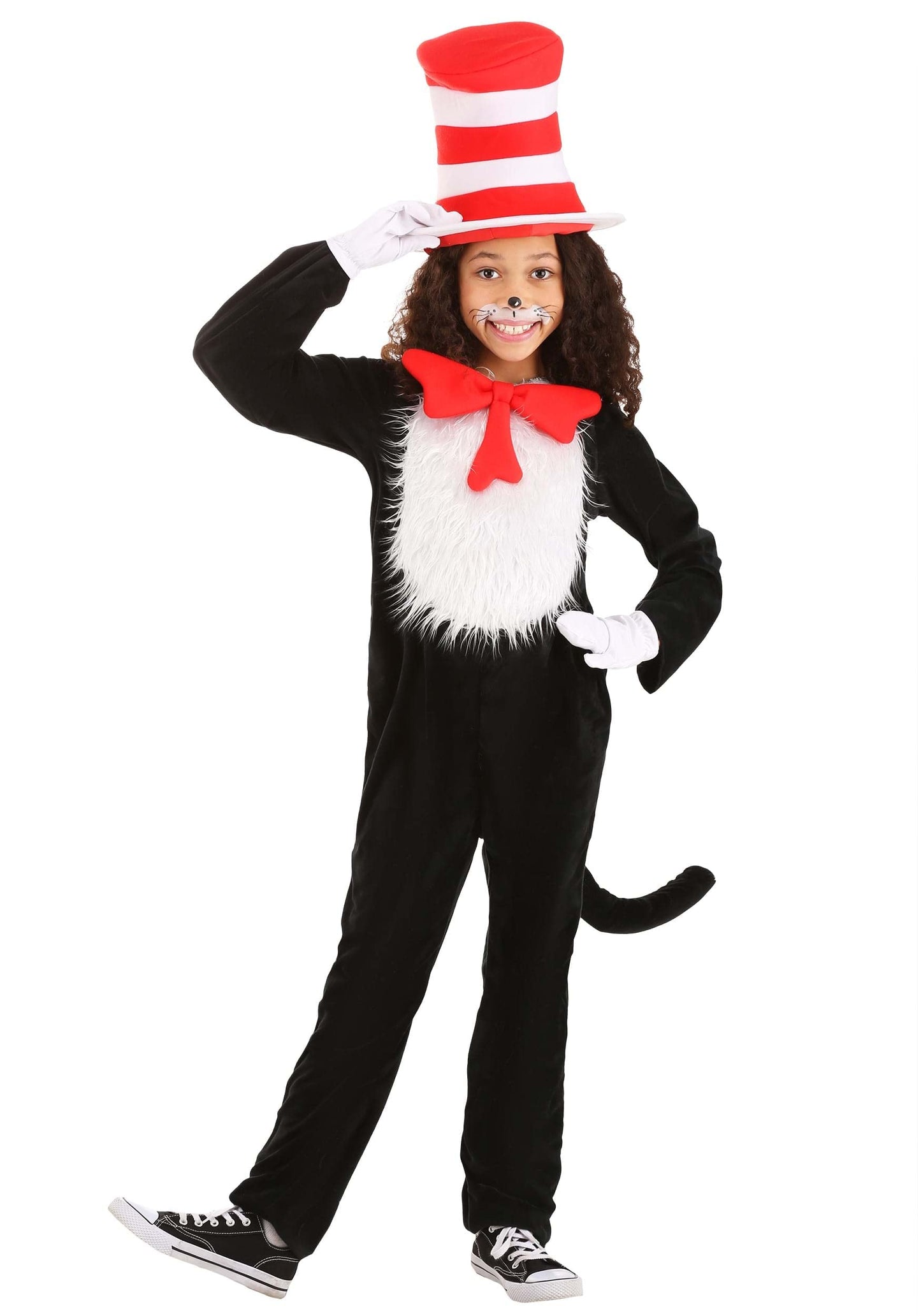 Cat In The Hat Kids Costume Medium Black