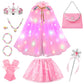 Meland Princess Dress Up For Girls, Light Up Princess Cape With Crown, Dress Up Clothes Birthday Gift For Girls Toys 3-8