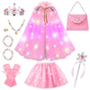 Meland Princess Dress Up for Girls, Light Up Cape & Crown, Rose Pink, Size 9-10 Years, Perfect Birthday Gift for Ages 3-8