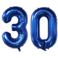 EBAIJQUO 40 Inch Navy Blue Number 30 Balloons - Self-Sealing Aluminum Foil for Birthday and Anniversary Decorations