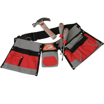 Constructive Playthings Adjustable Tool Belt with Multiple Pockets and 4 pc. Tool Set