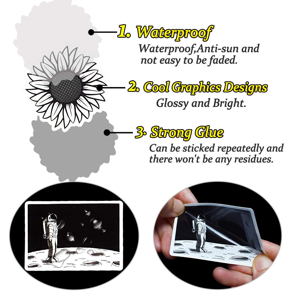 QTL Black and White VSCO Stickers for Teens Cute Stickers for Water Bottles Laptop for Girls Waterproof Vinyl Pack 50Pcs
