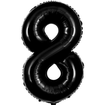 Large Black Number 8 Balloons, 40 Inch Foil Balloons, Giant Number Balloons For Women/Men Birthday Party Anniversary Celebration
