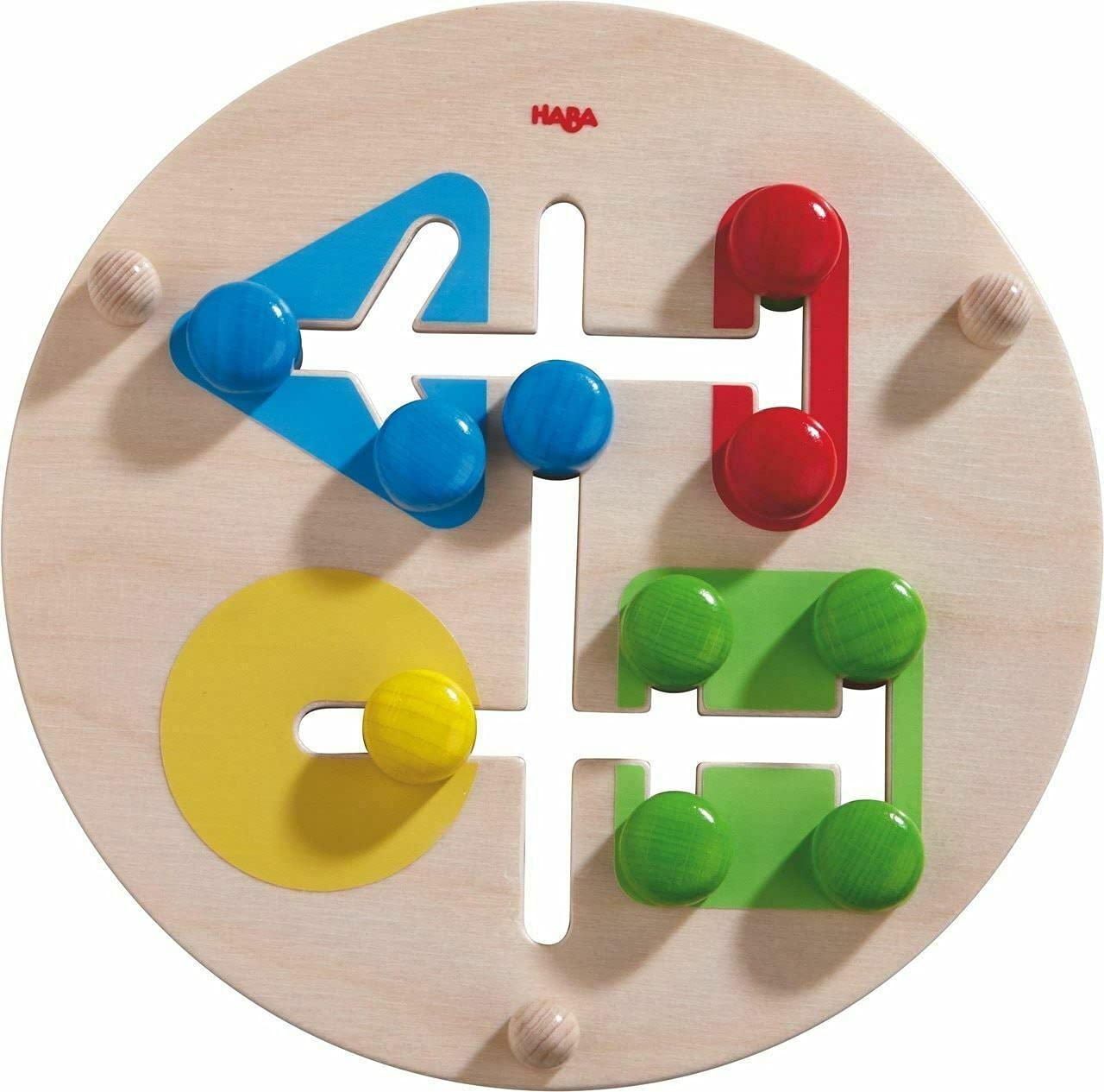HABA Wooden Motor Skills Board - Farm-Themed Fine Motor Skills Toy, Double-Sided, Birch & Beech, Ages 1-2, Color Recognition Activities