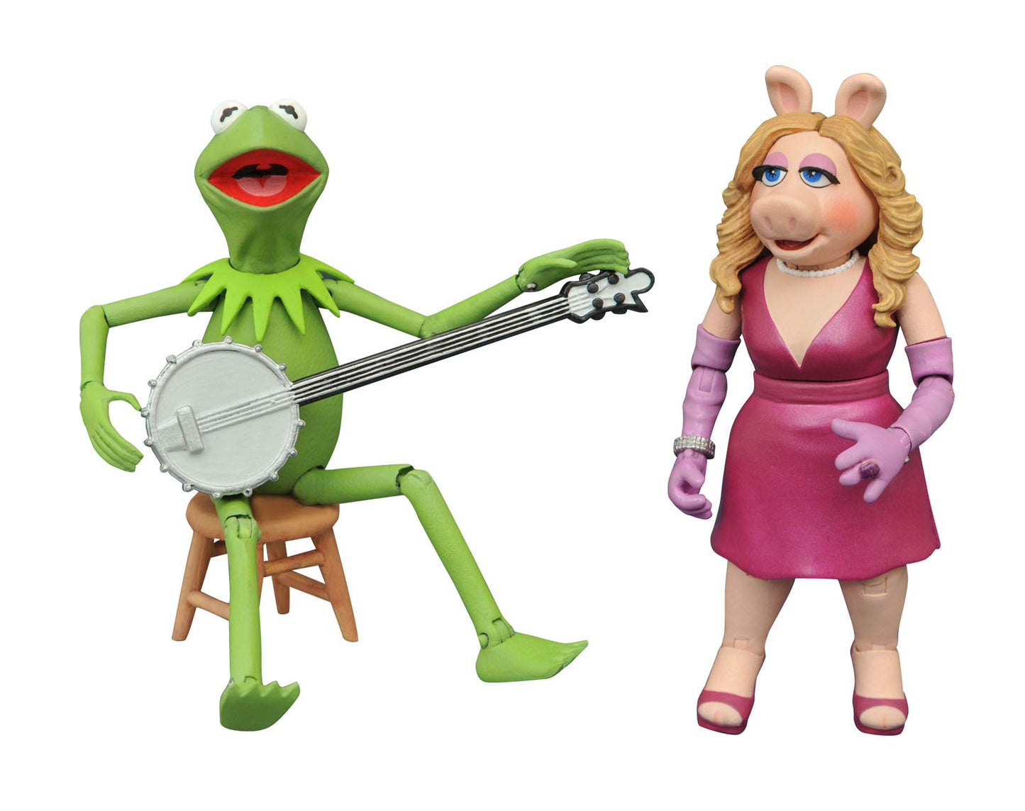 Diamond Select Toys Kermit & Miss Piggy Action Figure Two-Pack, Small, Multicolor, TM15218P, Plastic