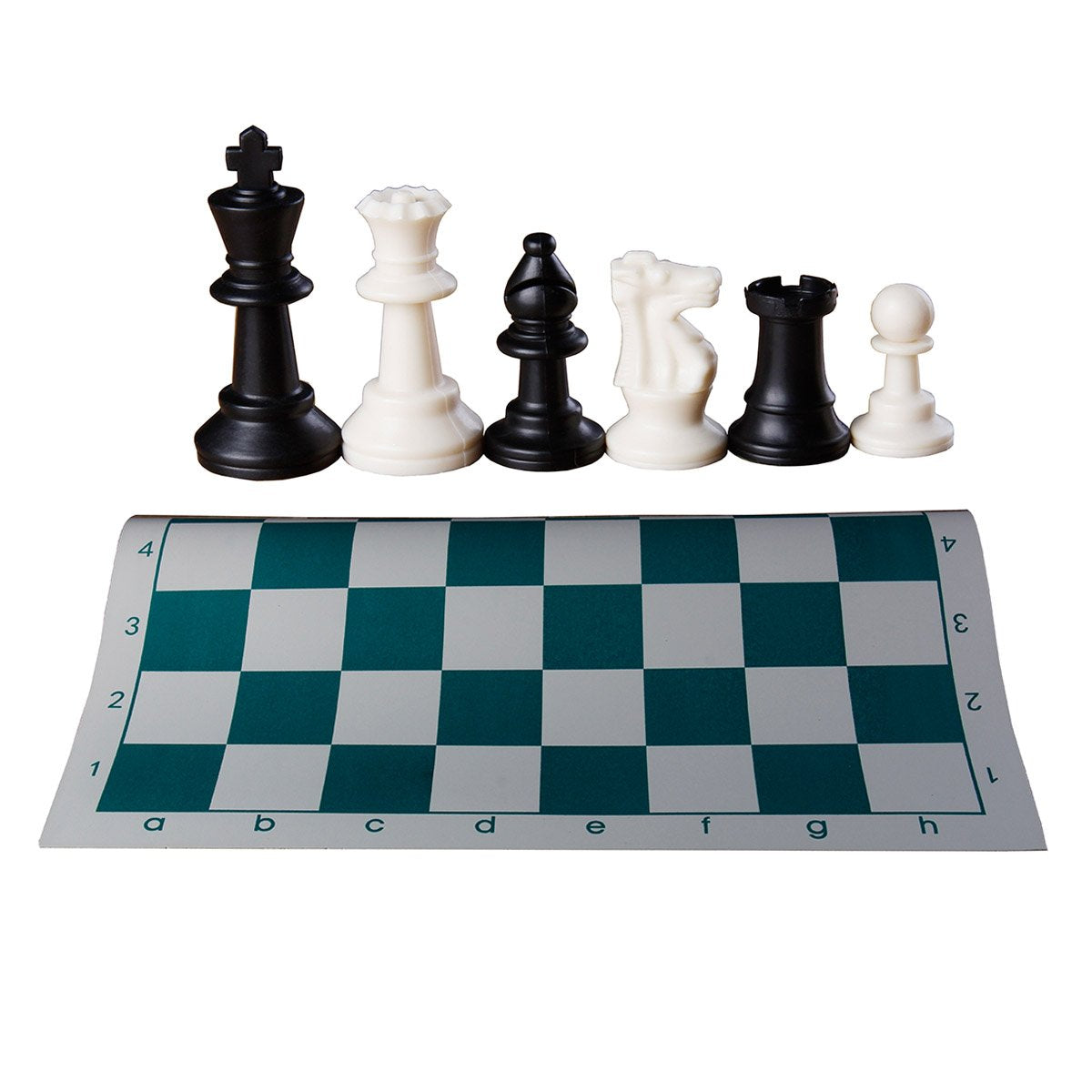 AMEROUS Roll-up Travel Chess Set, 17" x 17", Large Size, White Plastic, Easy to Carry with Shoulder Strap, Ideal for Beginners and Kids