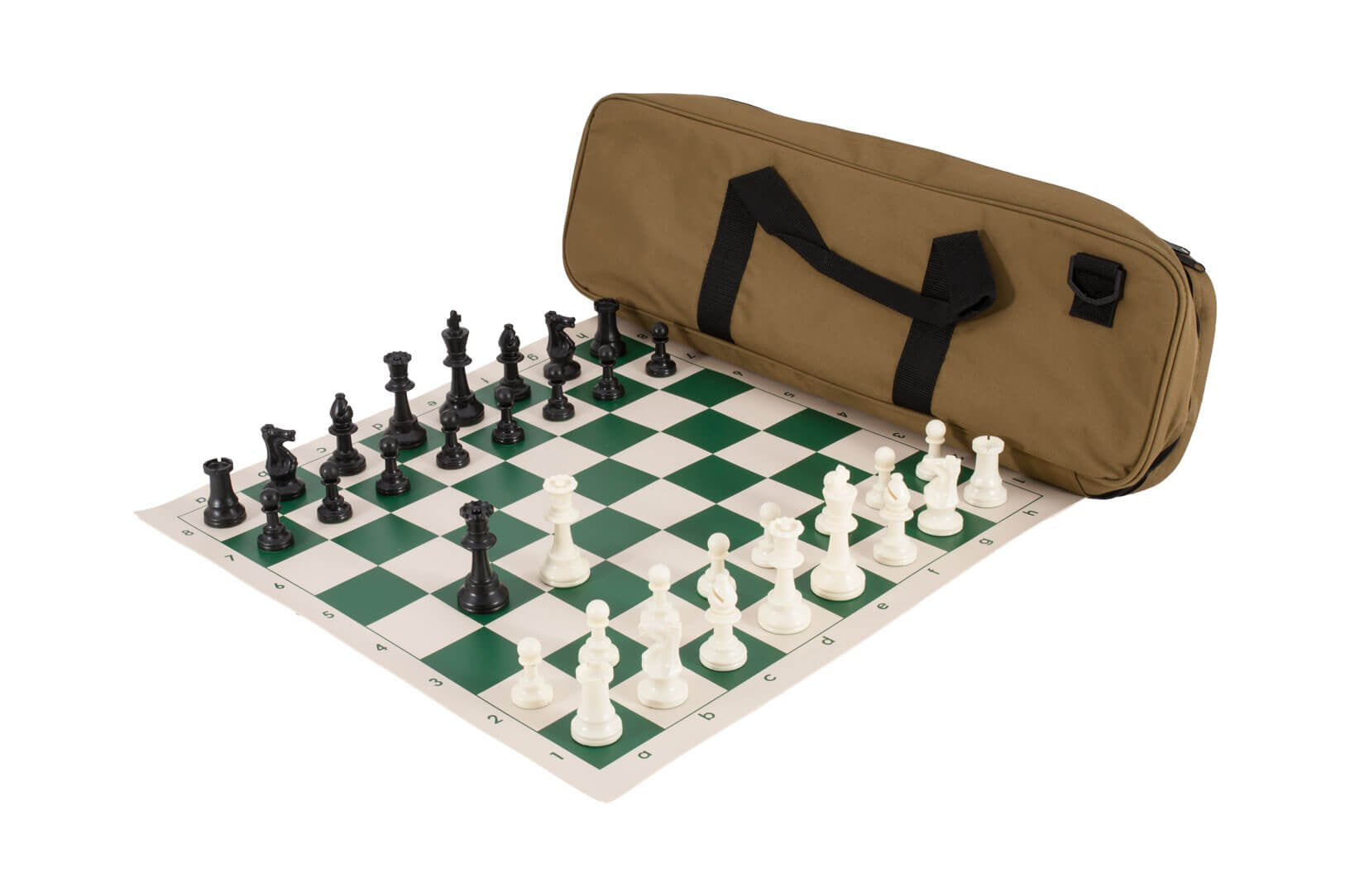 Deluxe Chess Set Combination - Triple Weighted - By Us Chess Federation (Khaki)