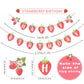 Strawberry Happy Birthday Banner Berry Sweet Girl Banner Sweet Berry Themed 1St Birthday Party Decoration Sunbeauty (Red - Straw