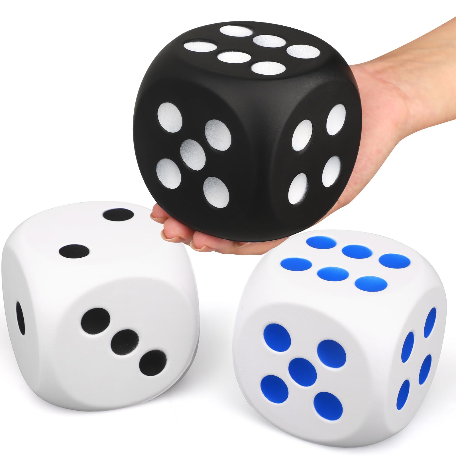 Giant 3 Inch Foam Fidget Dice - Stress Relief Squeeze Squishy Game Dice, Perfect for Family Fun, Classroom Activities, and Party