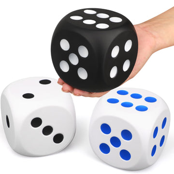 Giant 3 Inch Foam Fidget Dice - Stress Relief Squeeze Squishy Game Dice, Perfect for Family Fun, Classroom Activities, and Party