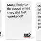 BAD PEOPLE Party Game White Expansion - 100 New Question Cards - Medium Cardstock for Fun Parties - Model DYE5000