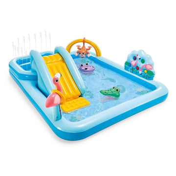 Intex Jungle Adventure Inflatable Play Center With Slide Kiddie Spray Wading Pool (Multicolour)