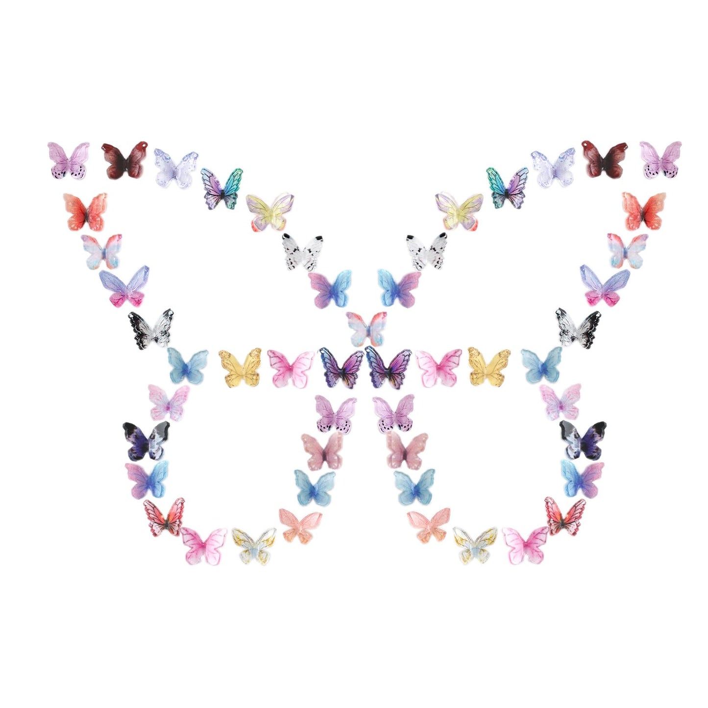 60pcs Micro Resin Butterflies  3D Miniature Tiny Butterfly for Fairy Garden Dollhouse  Mini Micro Landscaping Decoration
