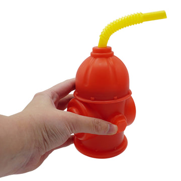 Fire Hydrant Straw Cups With Lids (10 Pack) 12oz - for Paw Dog Party Supplies, Firefighter Birthday Party Favors, Fireman Party