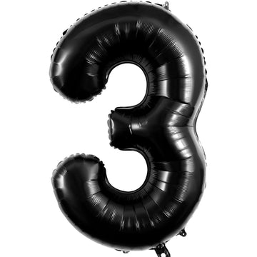 Large Black Number 3 Balloons, 40 Inch Foil Balloons, Giant Number Balloons For Women/Men Birthday Party Anniversary Celebration