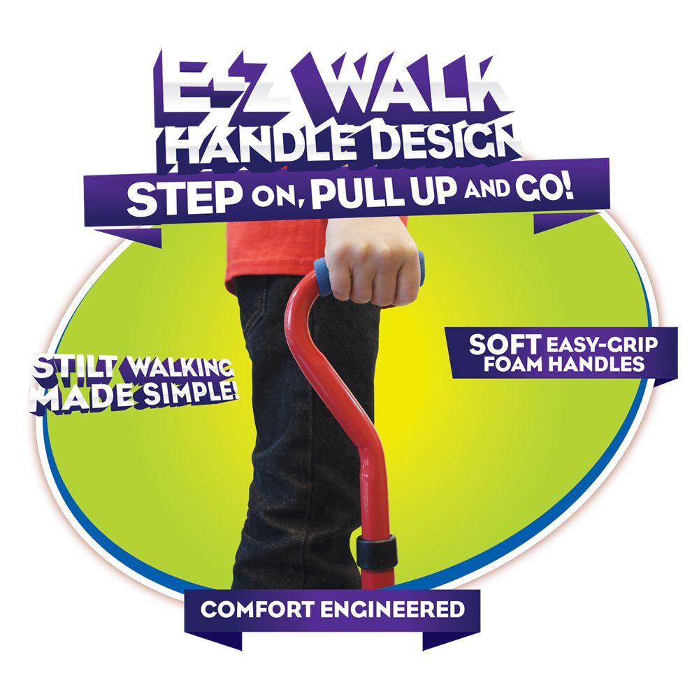 Geospace Adjustable Steel Wee Balance Stilts for Kids, Blue, Large, Model 11115, Up to 120 lbs, Indoor/Outdoor Play and Exercise