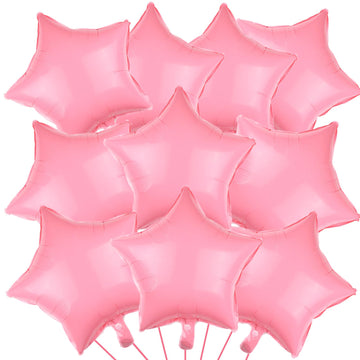 Kalor 18 Inch Pastel Pink Star Mylar Balloons, 10 Pcs Star Shape Foil Balloon Helium Balloons For Wedding, Baby Shower, Birthday Party Decorations