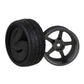 Mxfans Grey 5 Spoke Aluminium Alloy Wheel Rims & Black Square Pattern Rubber Tyres Tires For Rc 1:10 On Road Racing Car Set Of 4