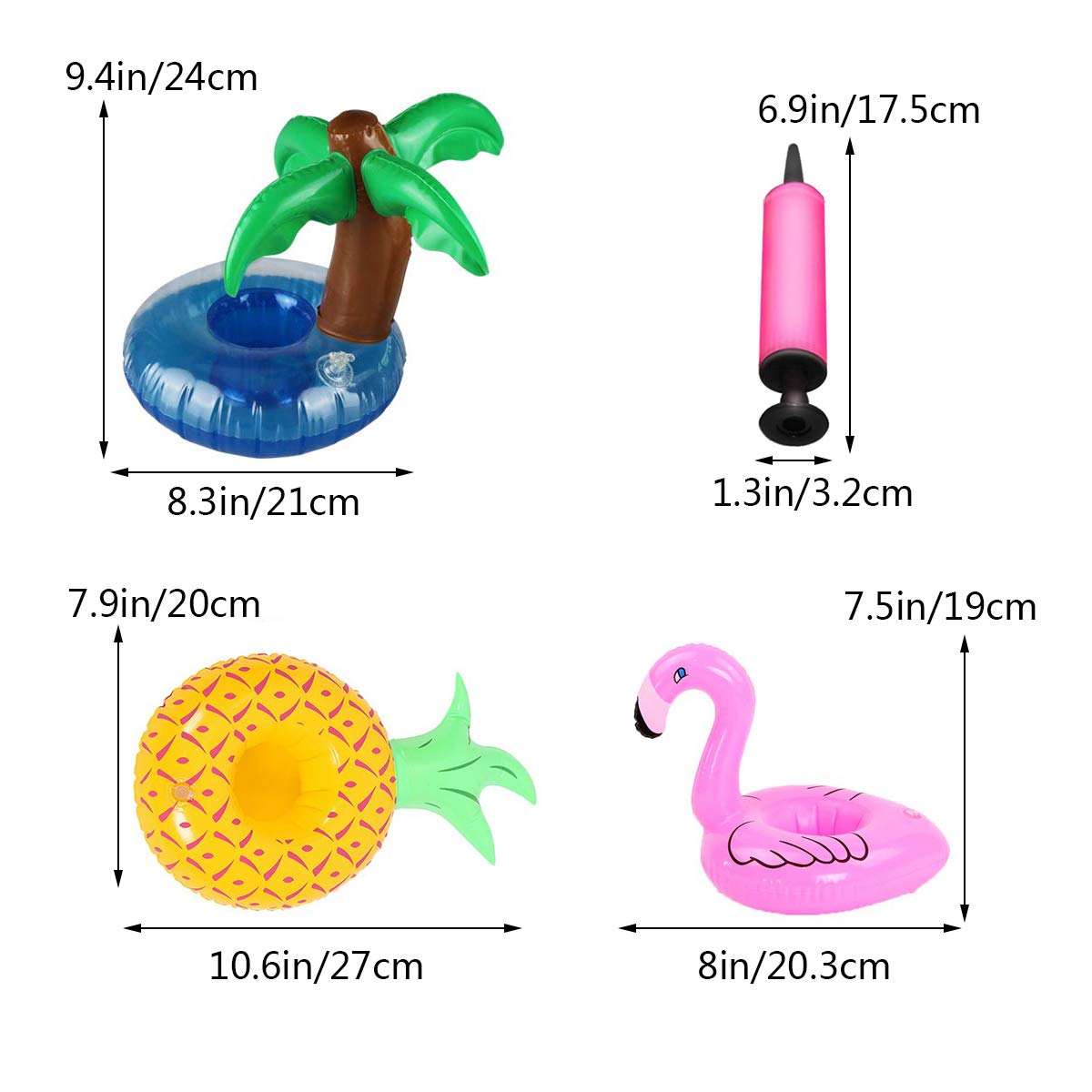 Aoutacc Float Drink Holders For Pool, 24 Pack Inflatable Crab Flamingo Palm Trees Pineapple Beverage Floats Cup Holders Pool Coa