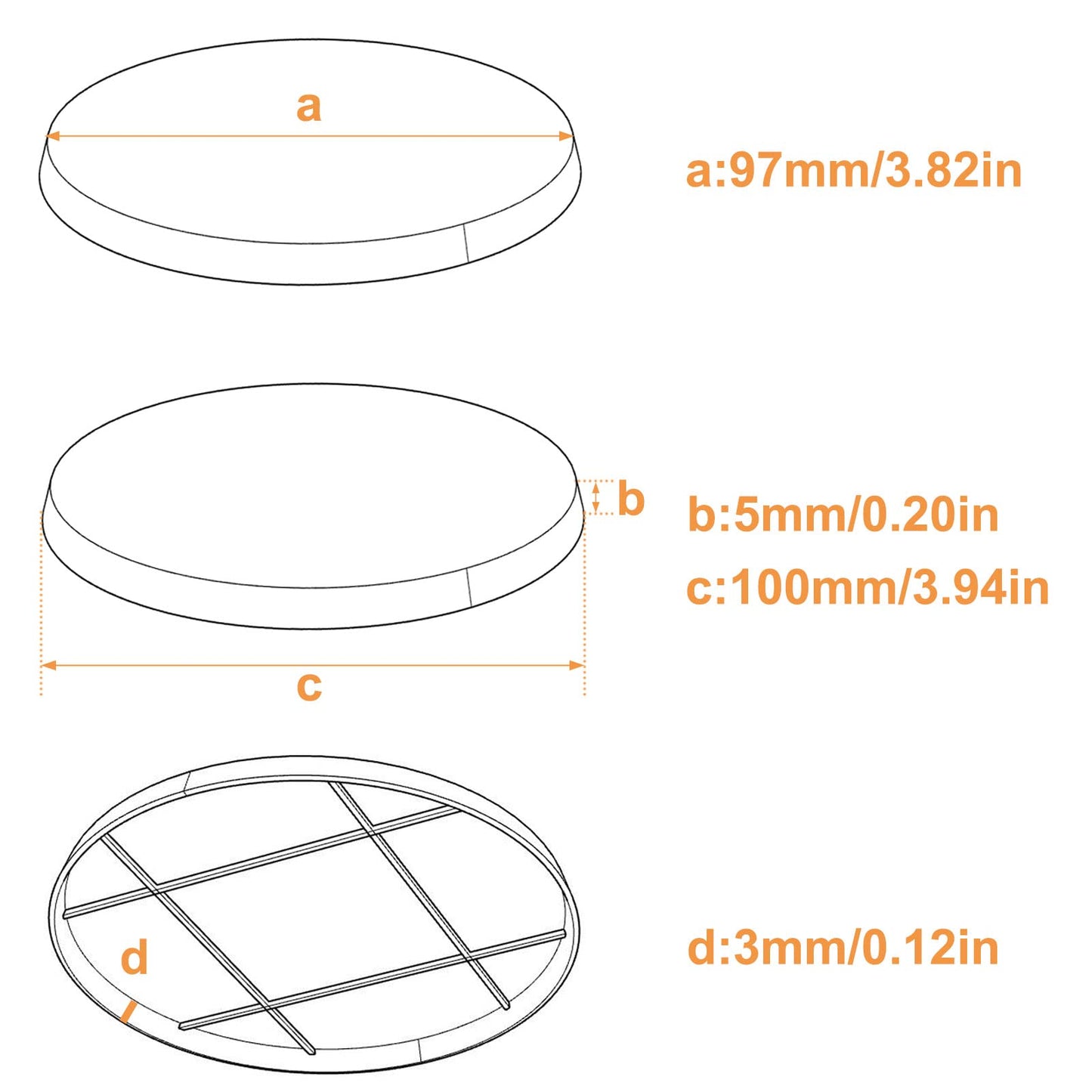 Evemodel 15Pcs 100Mm Round Bases For Wargames Table Top Military Simulation Scene Abs Plastic