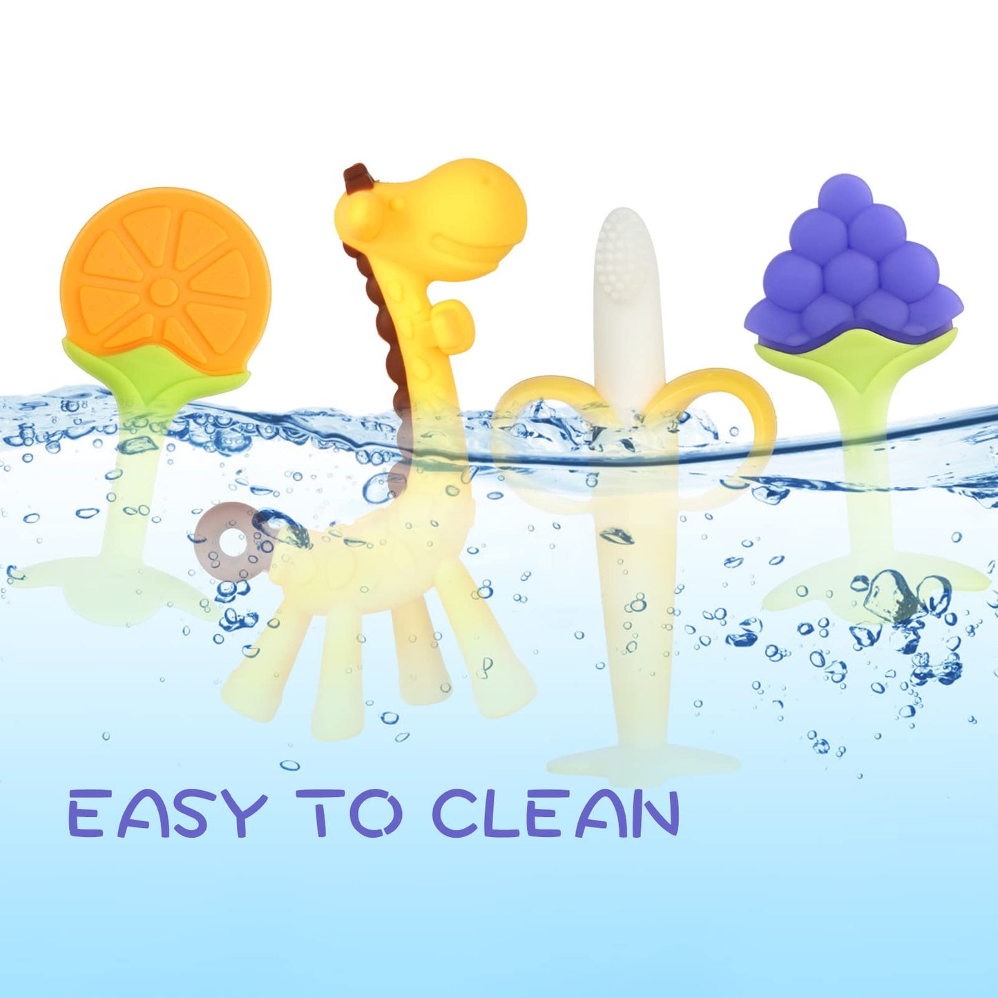 Chuya Teething Toys For Baby, Teethers With Banana Toothbrush Teeth Brushing,Bpa-Free,Chew Toy Infants Toddlers Silicone Teether