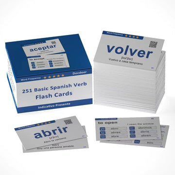 251 Spanish Verbs Learning Flash Cards Flashcards for Beginners & mature-themed & Children - Spanish to English Flash Cards (251 Spanish Verbs)