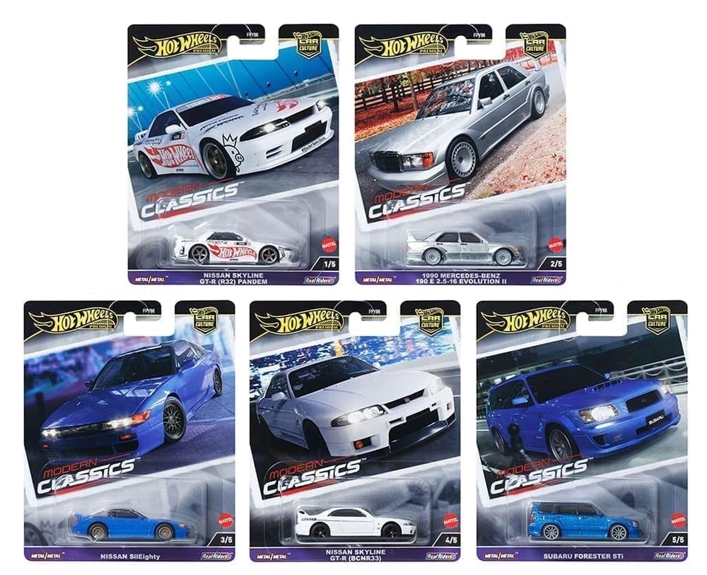 1:64 Diecast Model Car Compatible With Hot Wheels Car Culture 2024 ''Modern Classics E Case Set Of 5 Cars, Fpy86-961E