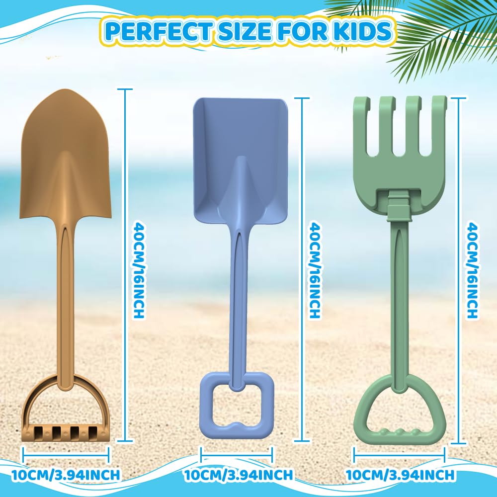 Dilabnba Heavy Duty Kids Snow Beach Shovels, Sand Shovels For Garden,Large Beach Spade Scoop Rake For Kids Toddlers, Long Handle