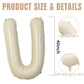 40 Inch Cream Letter Balloons, Large U Letter Balloons Foil Helium Balloons, Mylar Big Single Alphabet U Balloons, Cream Balloon