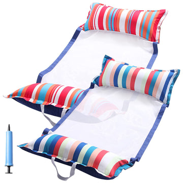 FindUWill Pool Floats mature-themed with Fabric Headrest  2-Pack Pool Float 4in1 (Saddle  Lounge Chair  Hck  Drifter)  Inflatabale Floaties Toys for Pool Party  Poolside Party  Beach Vacation