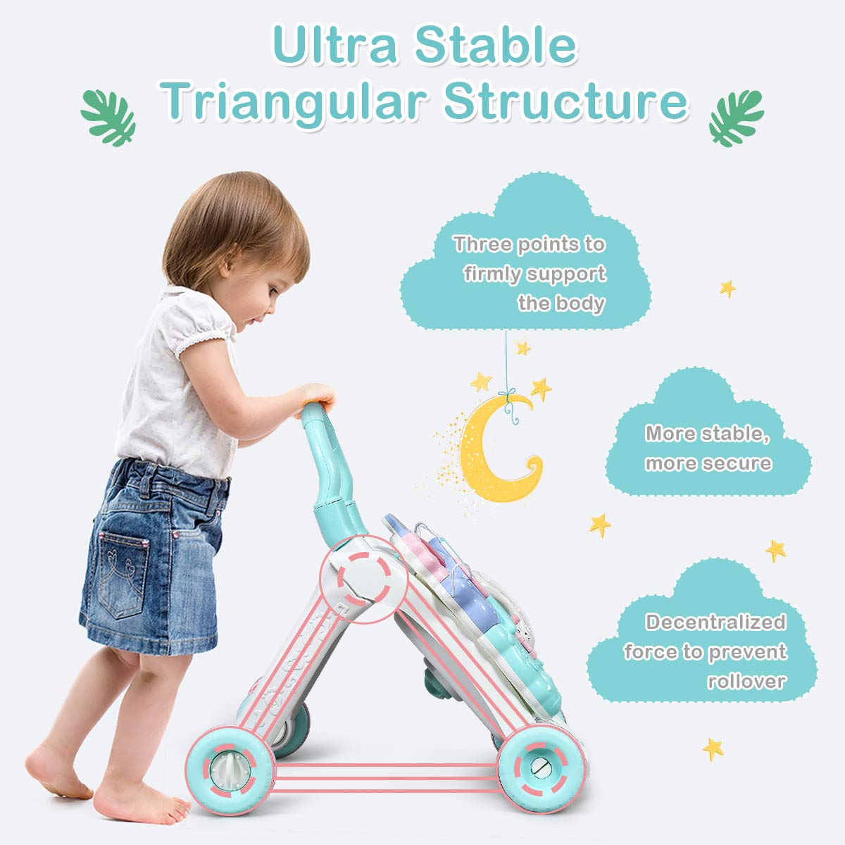 BABY JOY Sit-to-Stand Learning Walker, Kids Activity Center, Entertainment Table w/Lights & Sounds, Music, Detachable Panel, Edu