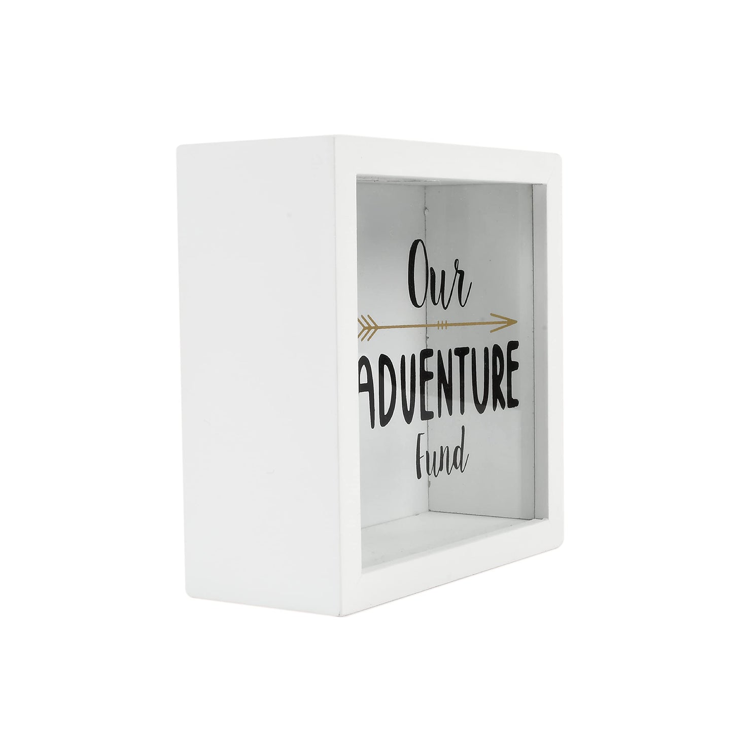 Prinz White Adventure Fund Money Savings Piggy Bank for mature-themeds  Kids Savings Box Change Jar  6' x 6' Wooden Shadow Box