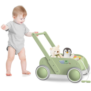 Wooden Baby Walker For Infants To Toddler, Baby Push Walker With Wheels For Boys Girls, Toys Gift For Birthday Christmas New Yea