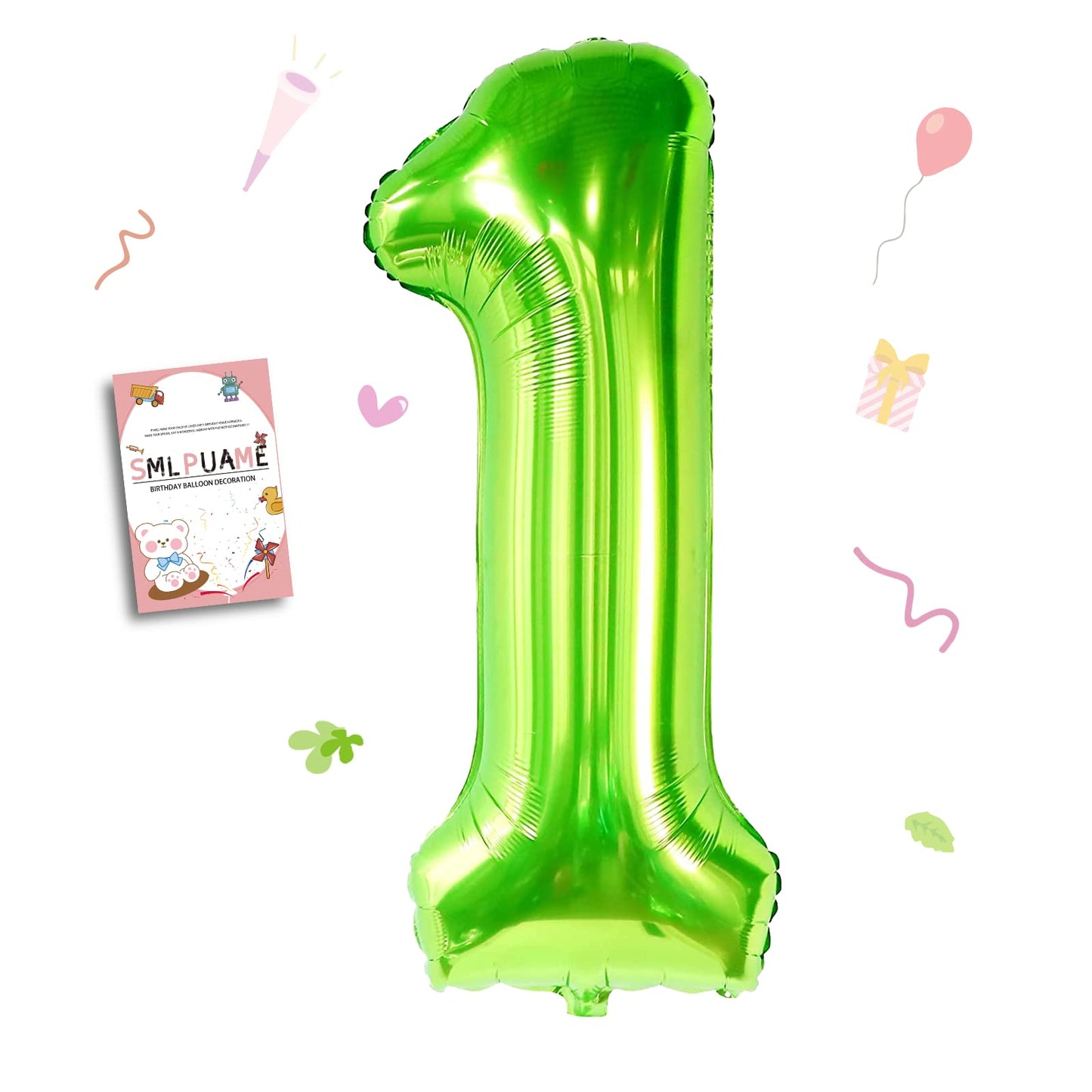 Smlpuame 40 Inch Number Balloon 0-9 Green Large Number 1 Balloons,Digital Balloons For Birthday Party Celebration Decorations Su