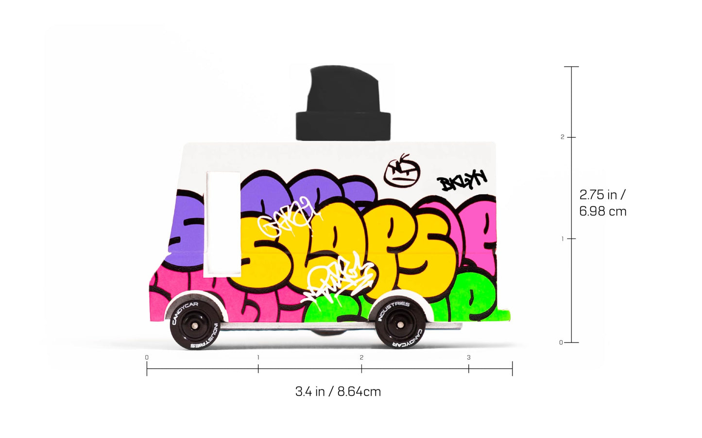 Candylab Toys CANDYCAR Wooden Food Truck Collection - Graffiti Black  enhanced Handcrafted Beech Wood Toy Car